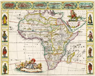 Mapa de África, de Nova Africa Descriptio, publicada en Ámsterdam en la década de 1660 por el cartógrafo neerlandés Frederik de Wit